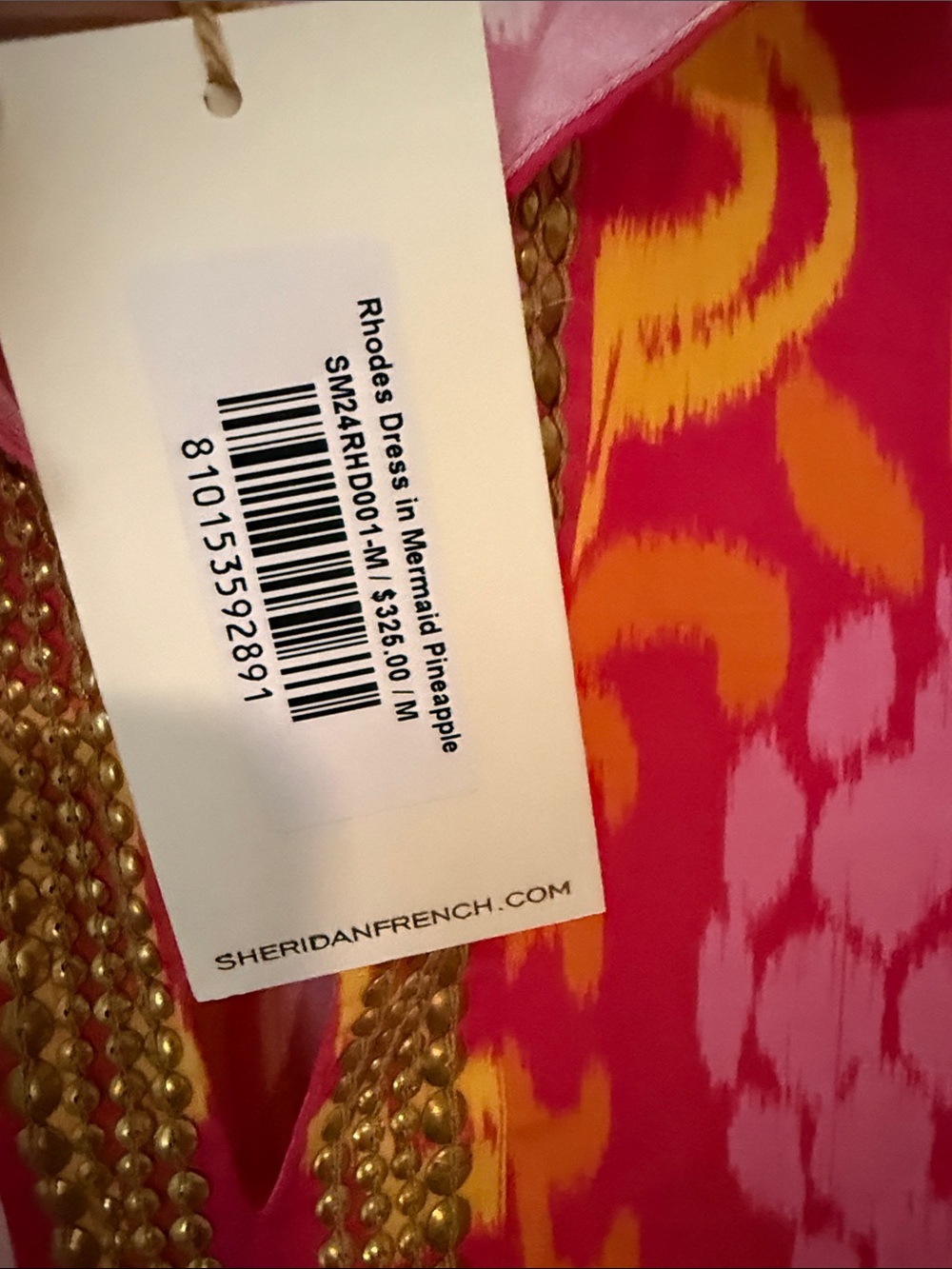 Beaded-Trim Pink & Yellow Printed Mini Dress - Picture 2 of 2